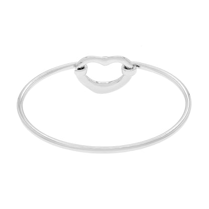 Exclusive Tiffany & Co. Sterling Silver Diamond Elsa Peretti Open Heart Bangle — Side View