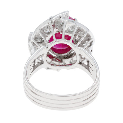 Exclusive 14K White Gold 5.57 Carat Ruby Diamond Halo Ring — 4.5 — Back View
