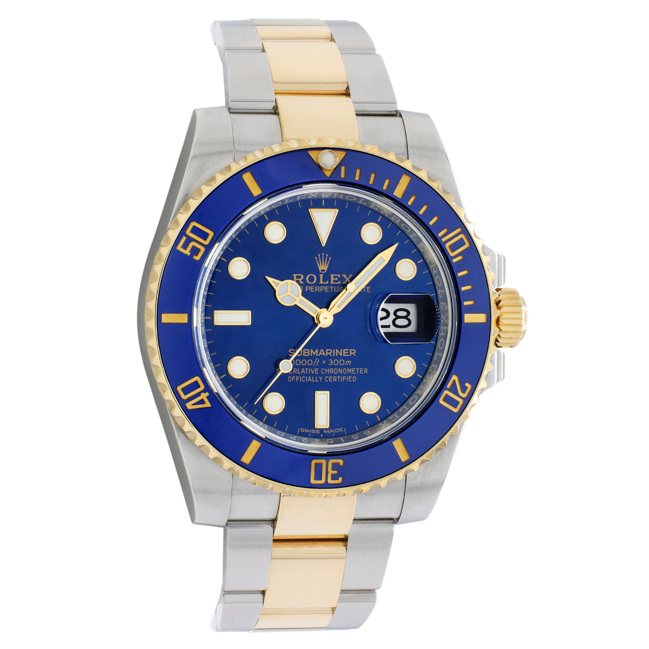 Exclusive Rolex 18K Yellow Gold Stainless Steel Submariner 116613LB — Front View
