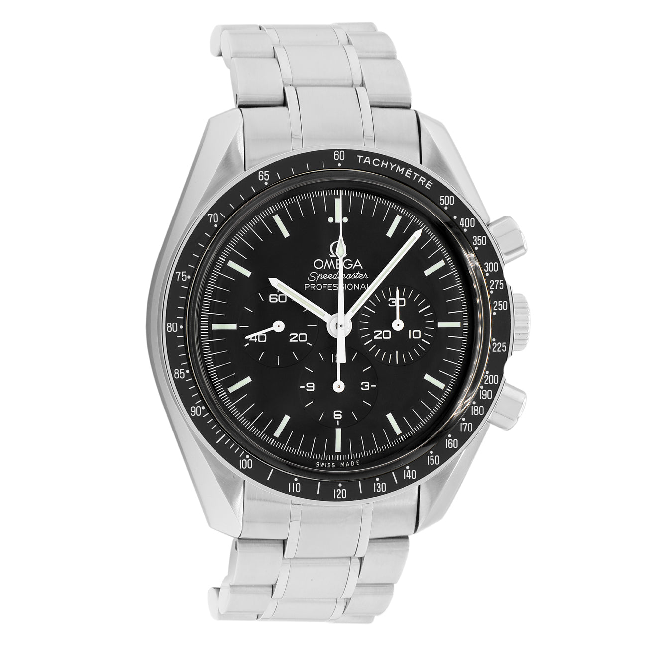 Exclusive Omega Stainless Steel Speedmaster Professional Moonwatch 3570.50.00 — Front View