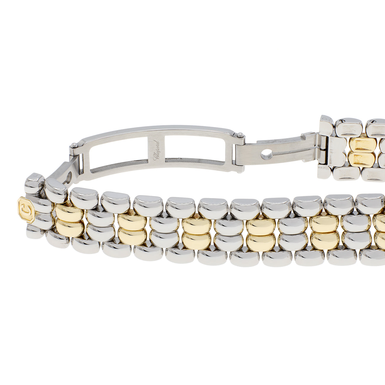 Exclusive Chopard Stainless Steel 18K Yellow Gold 5 Diamond Happy Sport 27/8256-23 — Top View