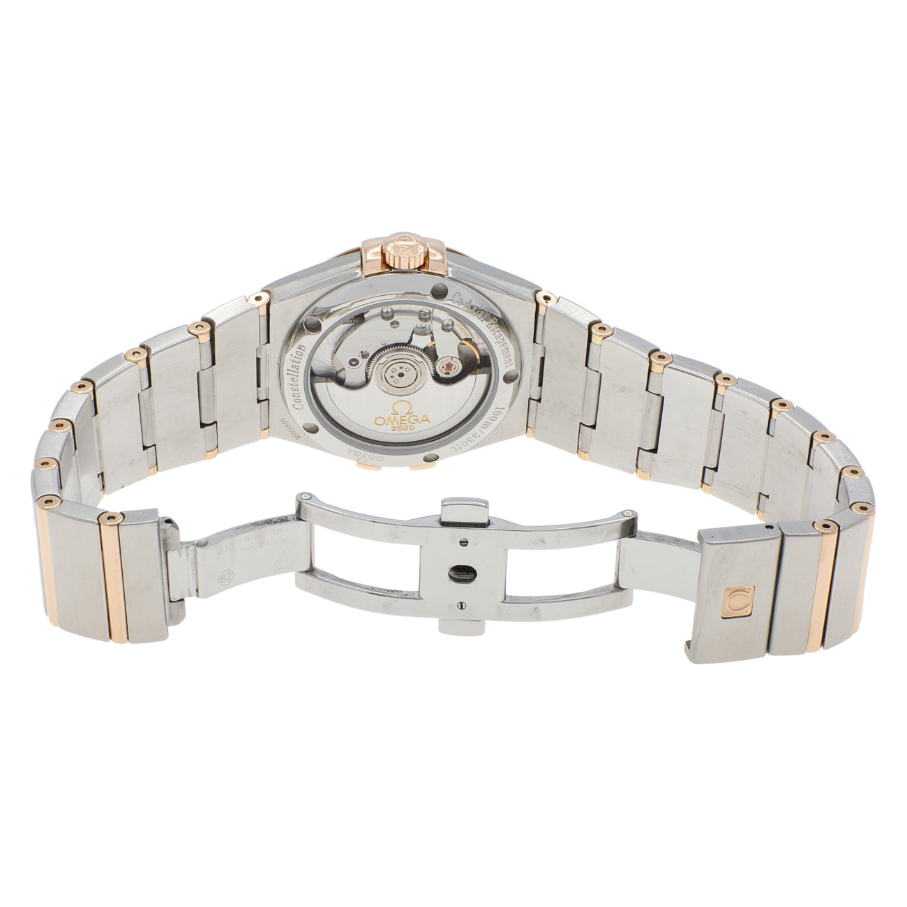 Exclusive Omega Stainless Steel 18K Rose Gold Constellation 123.20.35.20.52.001 — Back View