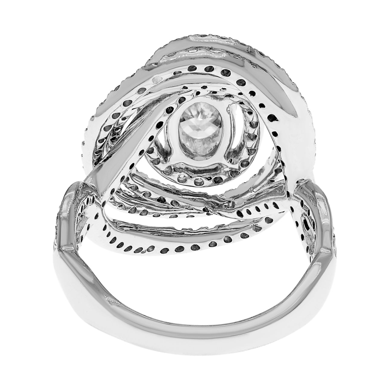 Exclusive 14K White Gold 0.90 Carat Oval Diamond Spiral Ring — 4 — Back View