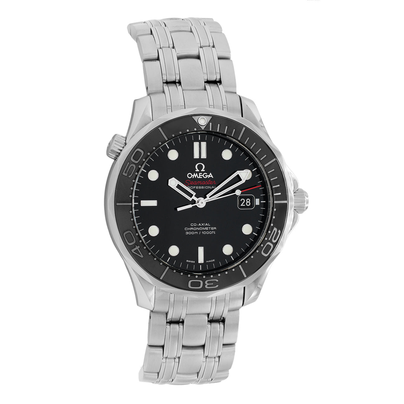 Exclusive Omega Stainless Steel Seamaster 300M Diver 212.30.41.20.01.003 — Front View