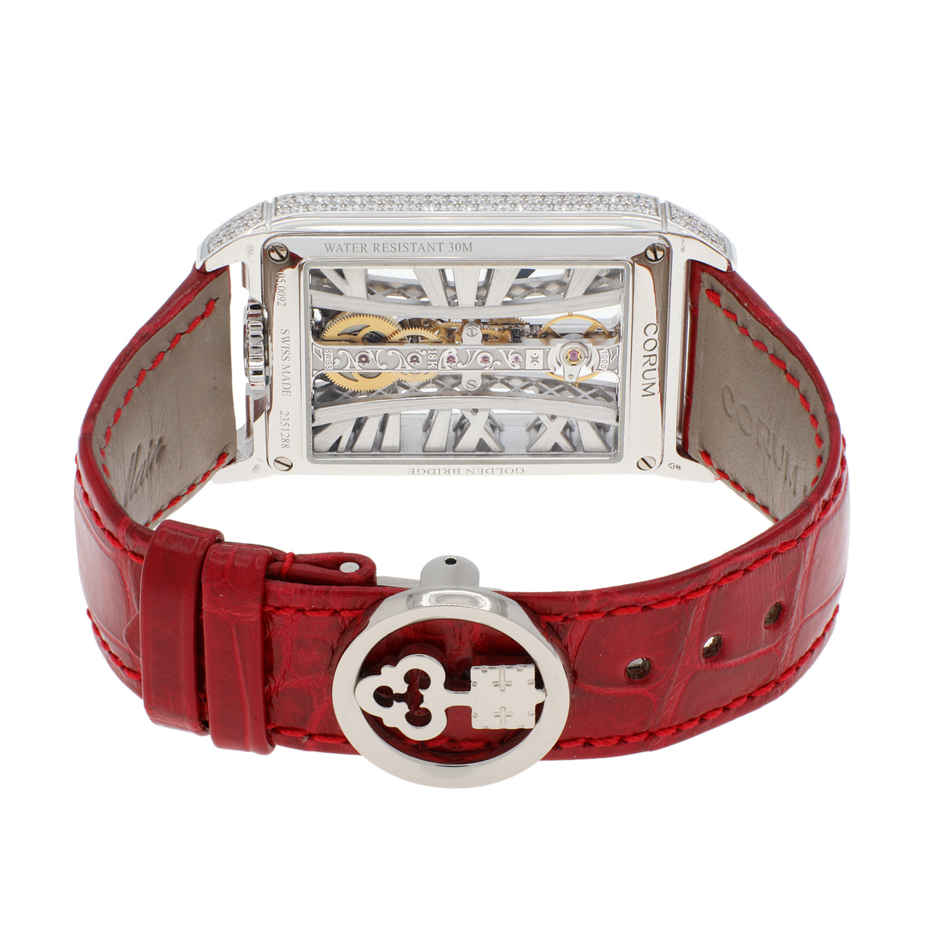 Exclusive Corum 18K White Gold Diamond Golden Bridge B113/03306 — Side View