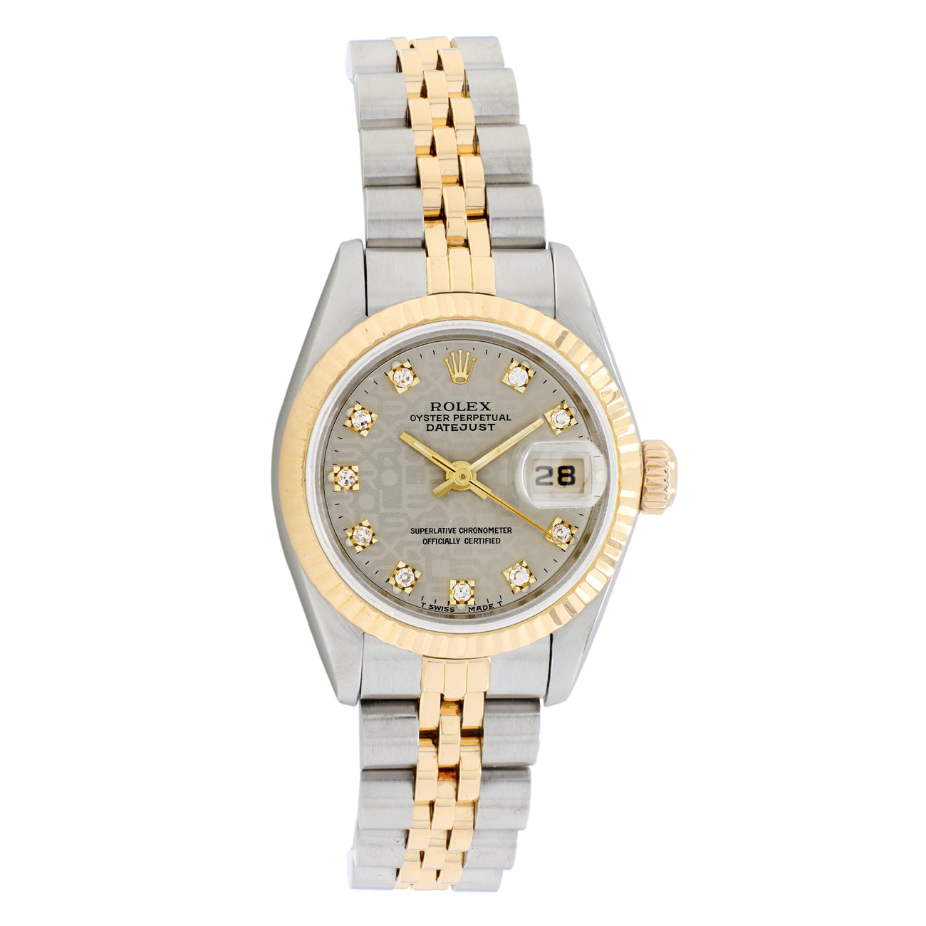 Exclusive Rolex 18K Yellow Gold Stainless Steel Ladies Datejust 69173 — Front View
