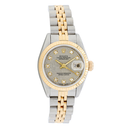 Exclusive Rolex 18K Yellow Gold Stainless Steel Ladies Datejust 69173 — Front View