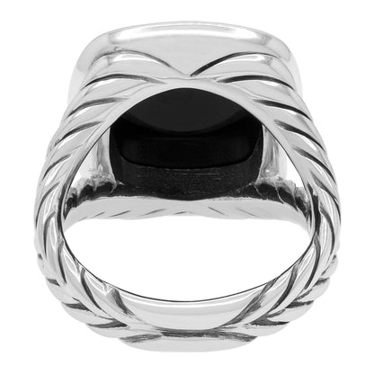 Exclusive David Yurman Sterling Silver Onyx Diamond 14mm Albion Ring — Back View