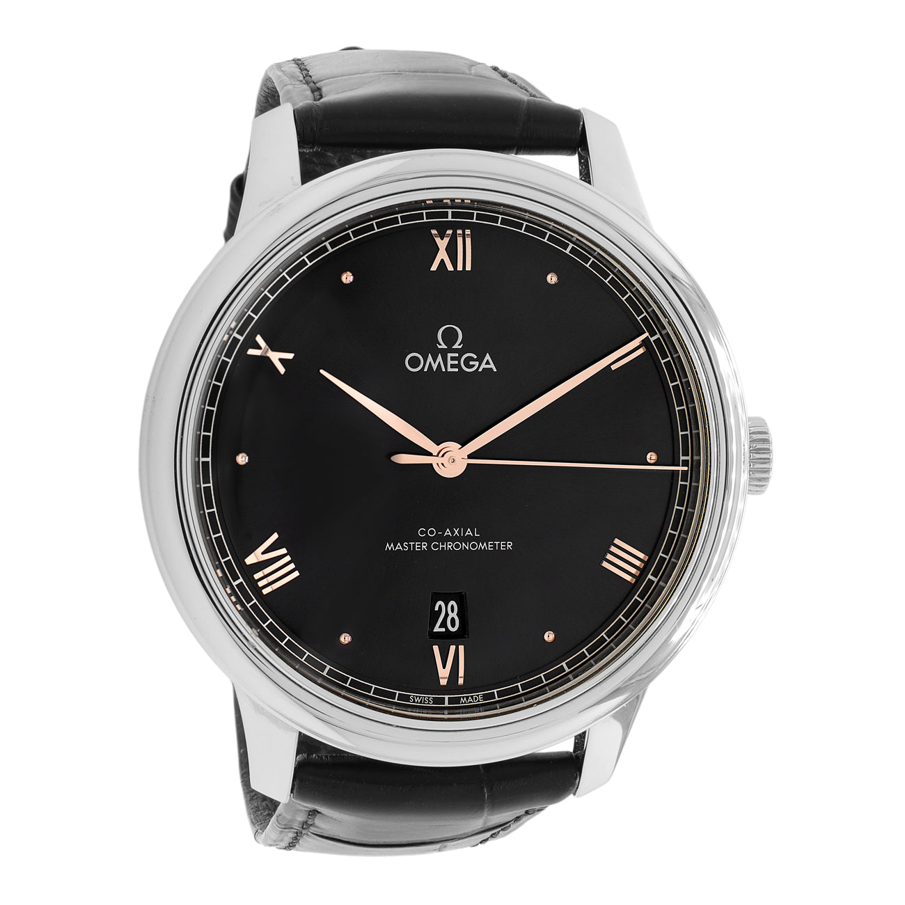 Exclusive Omega Stainless Steel De Ville Prestige 434.13.40.20.01.001 — Front View