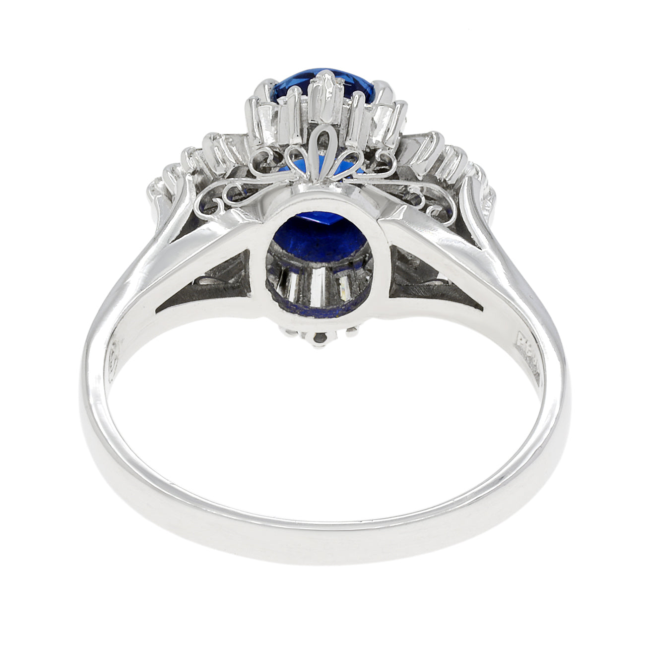 Exclusive Platinum 1.52 Carat Sapphire Diamond Ring — 3.5 — Back View