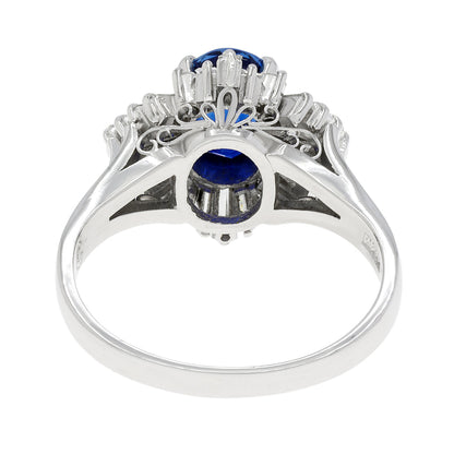 Exclusive Platinum 1.52 Carat Sapphire Diamond Ring — 3.5 — Back View