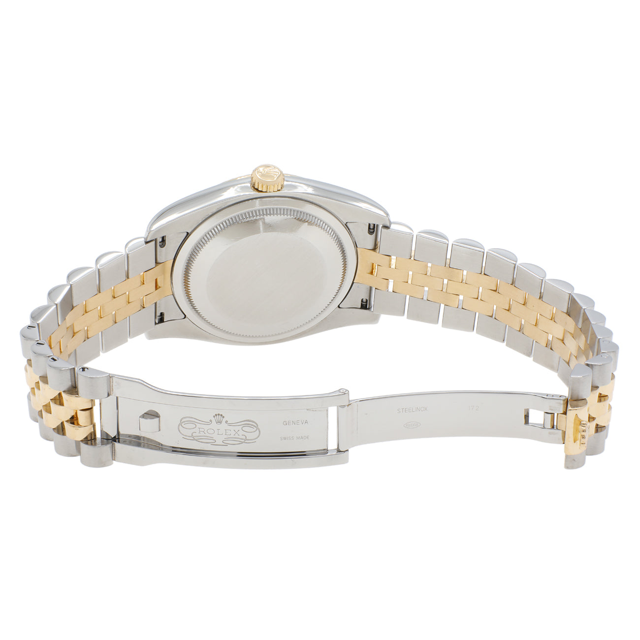 Exclusive Rolex 18K Yellow Gold Stainless Steel Diamond Datejust 36 116233 — Top View