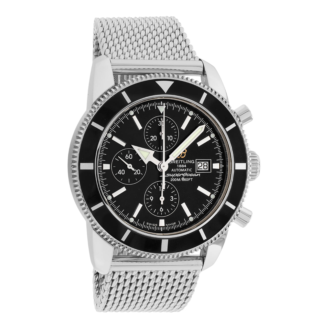 Exclusive Breitling Stainless Steel Superocean Heritage Chronograph A13320 — Front View