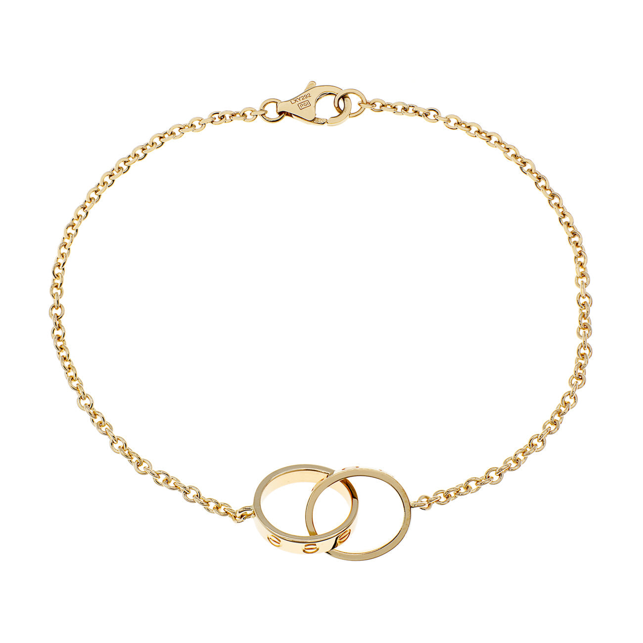 Exclusive Cartier 18K Yellow Gold Love Bracelet on Chain — Side View