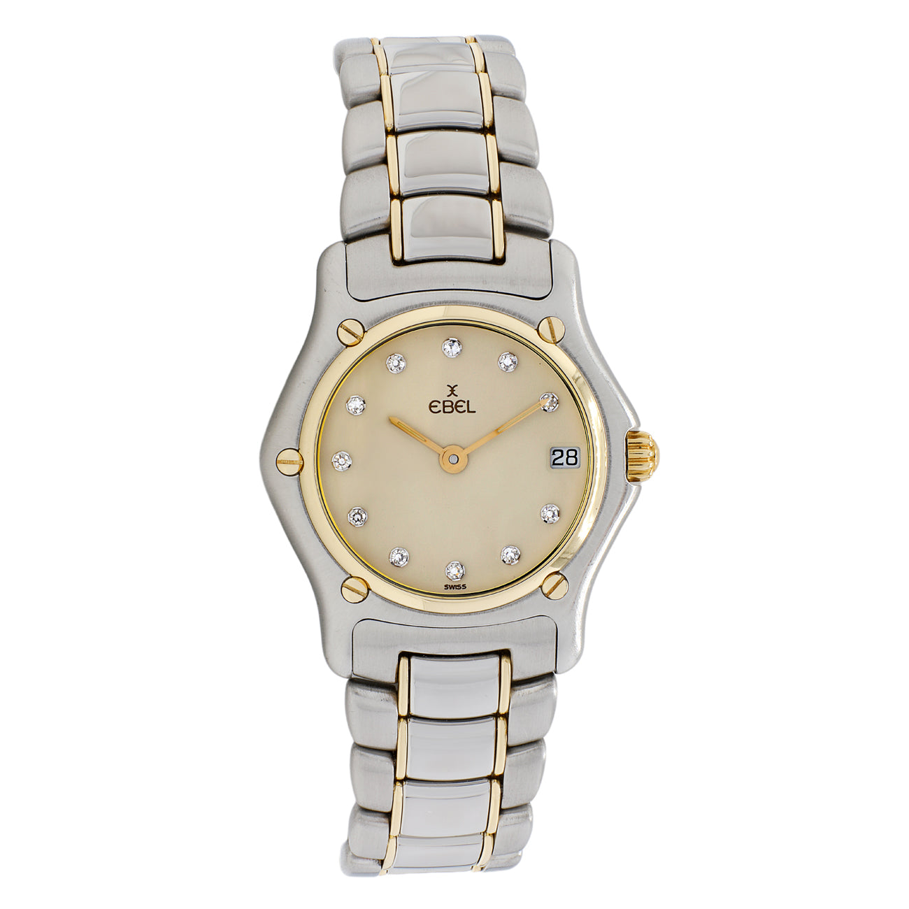 Exclusive Ebel Stainless Steel 18K Yellow Gold Quartz 1911 — Front View
