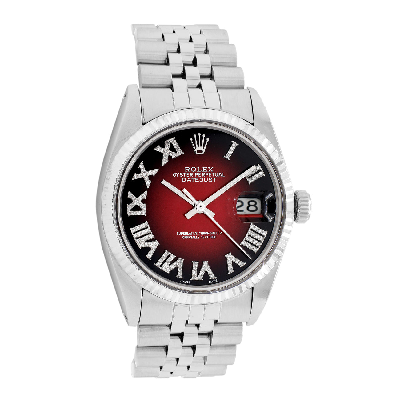 Exclusive Rolex Stainless Steel Diamond Datejust 36 16030 — Front View