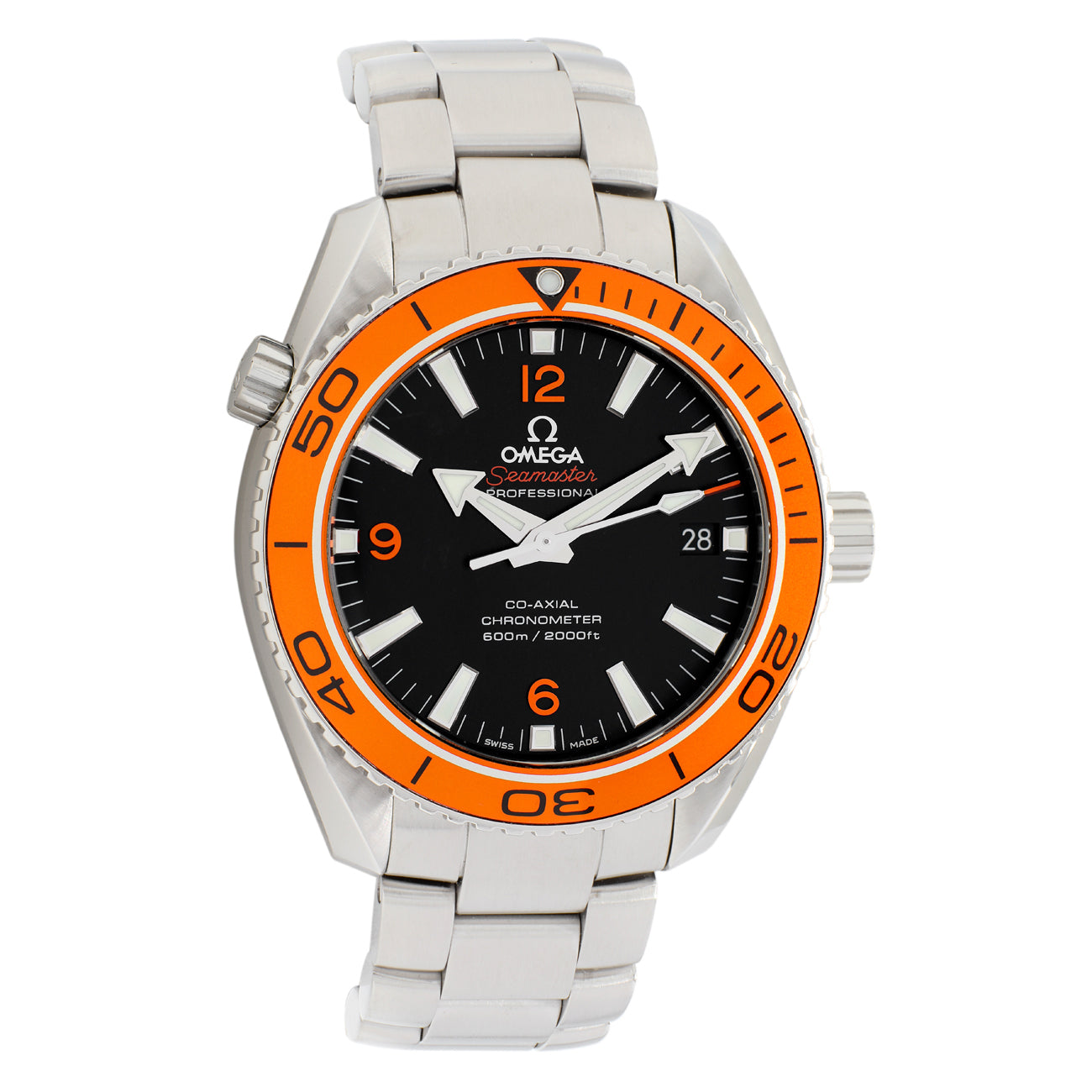 Exclusive Omega Stainless Steel Seamaster Planet Ocean 600M 232.30.42.21.01.002 — Front View
