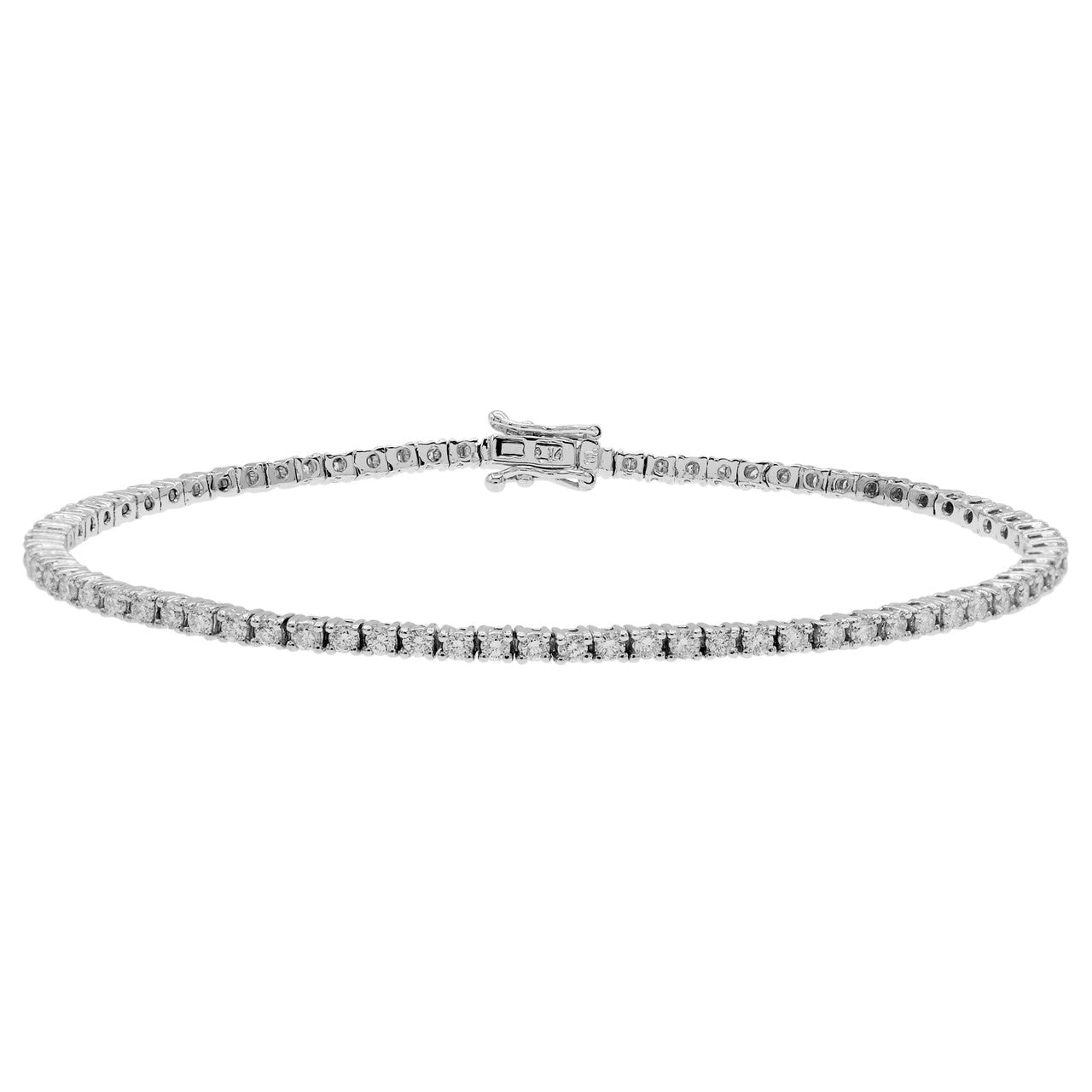 Exclusive 18K White Gold 1.43 Carat Diamond Tennis Bracelet — Front View