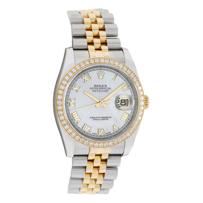 Exclusive Rolex Stainless Steel 18K Yellow Gold Diamond Datejust 36 116243 — Front View