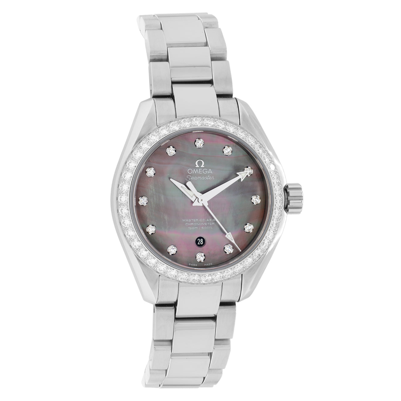 Exclusive Omega Stainless Steel Diamond Seamaster Aqua Terra 231.15.34.20.57.001 — Front View
