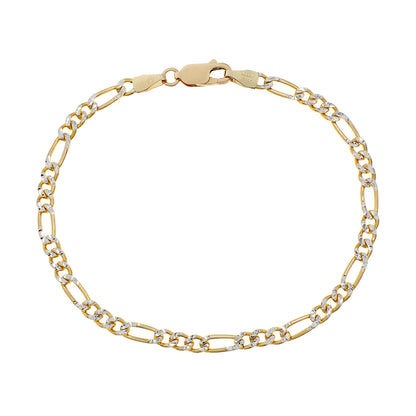 Exclusive 18K Yellow/White Gold Italian Figaro Bracelet — Front View