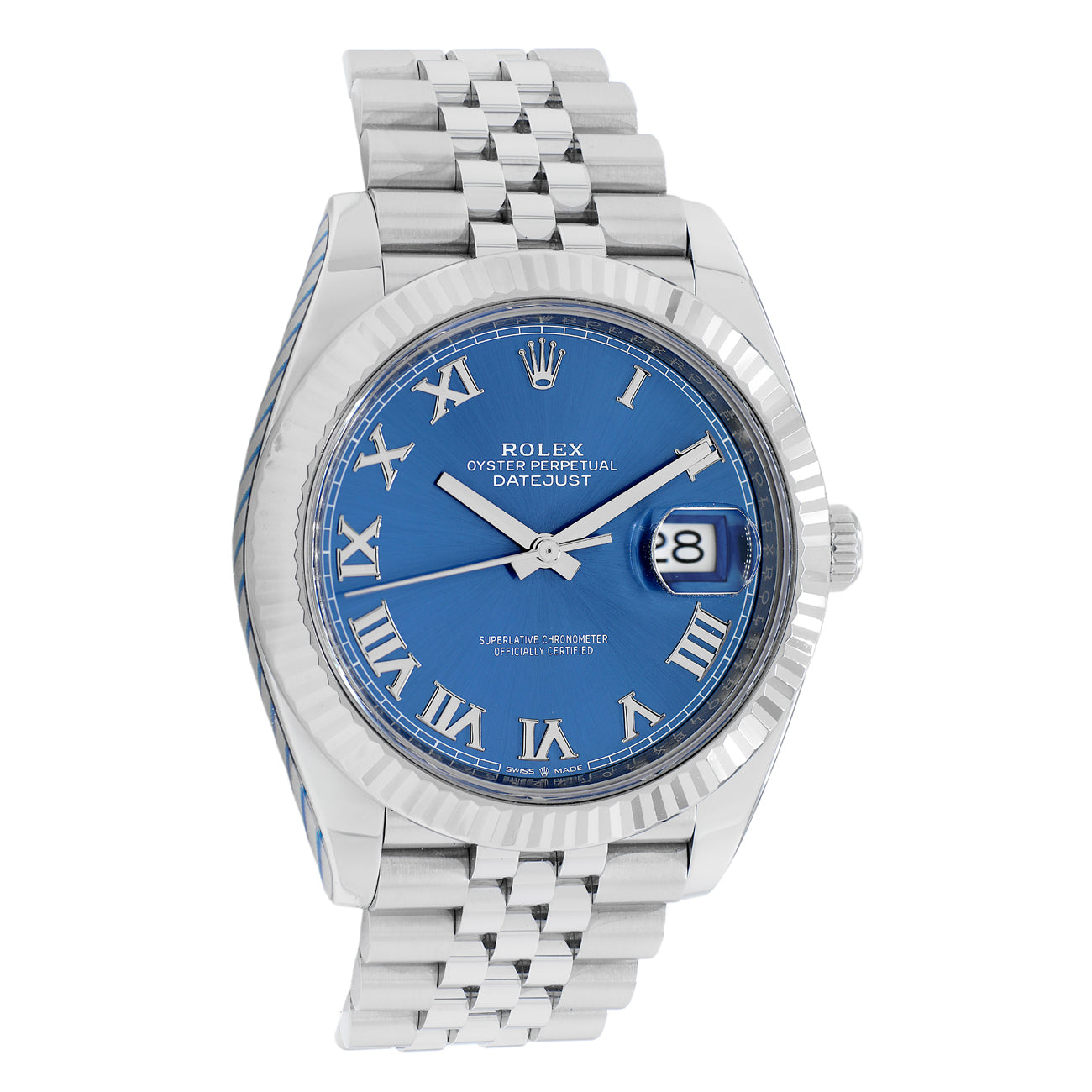 Exclusive Rolex Stainless Steel 18K White Gold Datejust 41 126334 — Front View