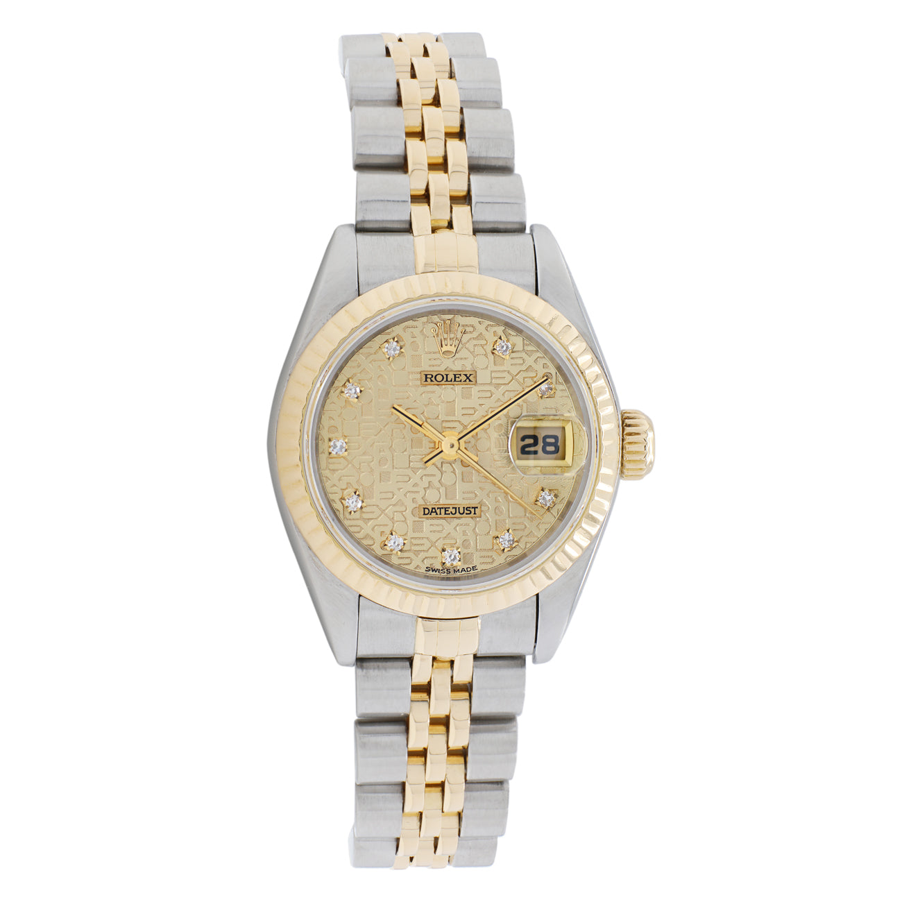 Exclusive Rolex 18K Yellow Gold Stainless Steel Ladies Datejust 69173 — Front View