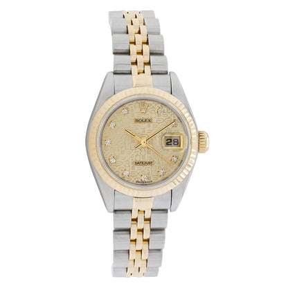 Exclusive Rolex 18K Yellow Gold Stainless Steel Ladies Datejust 69173 — Front View