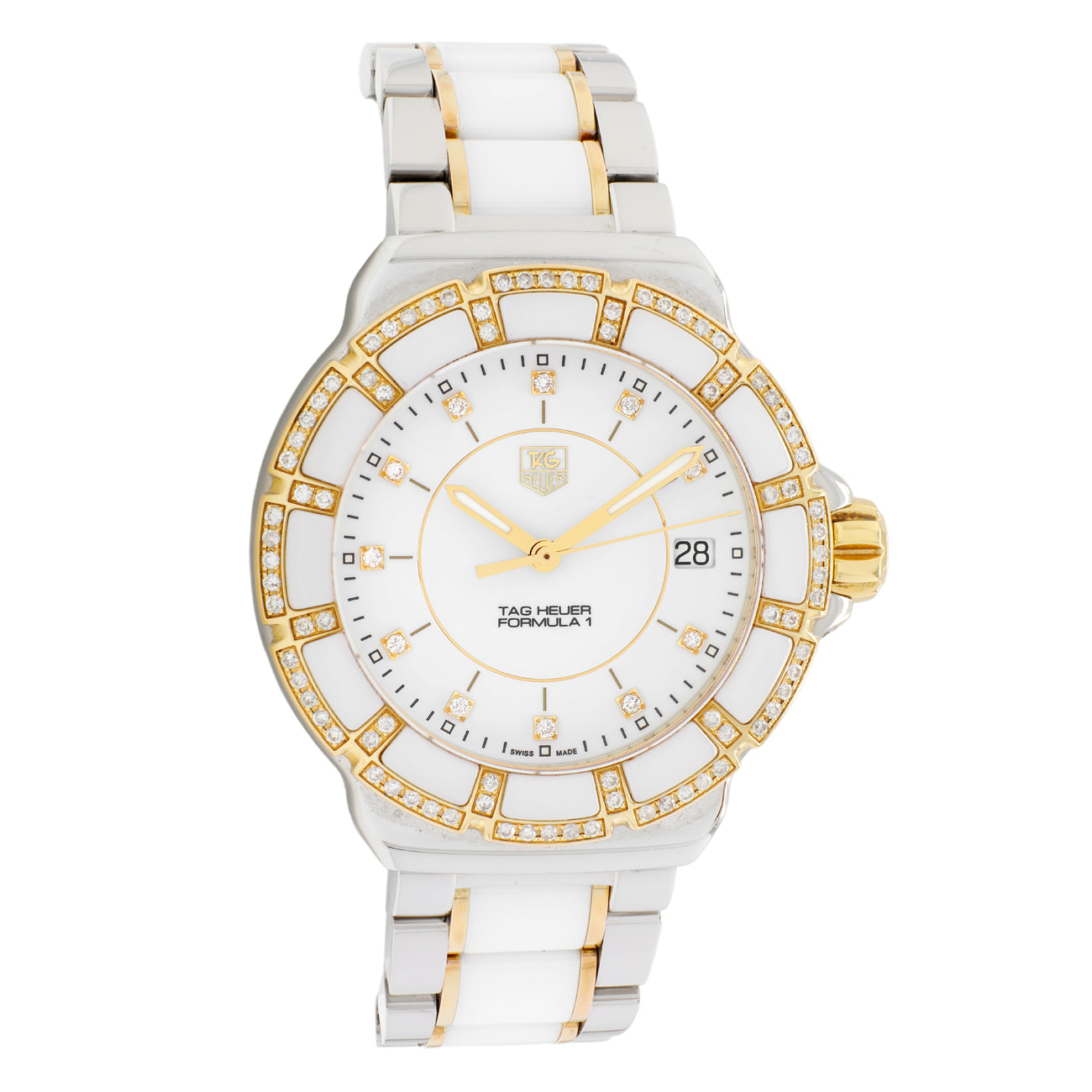 Exclusive Tag Heuer Stainless Steel Ceramic Diamond Formula 1 Quartz WAH1221 — Front View