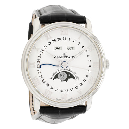 Exclusive Blancpain Stainless Steel Villeret Quantieme Complet 6654a-1127-55b — Front View