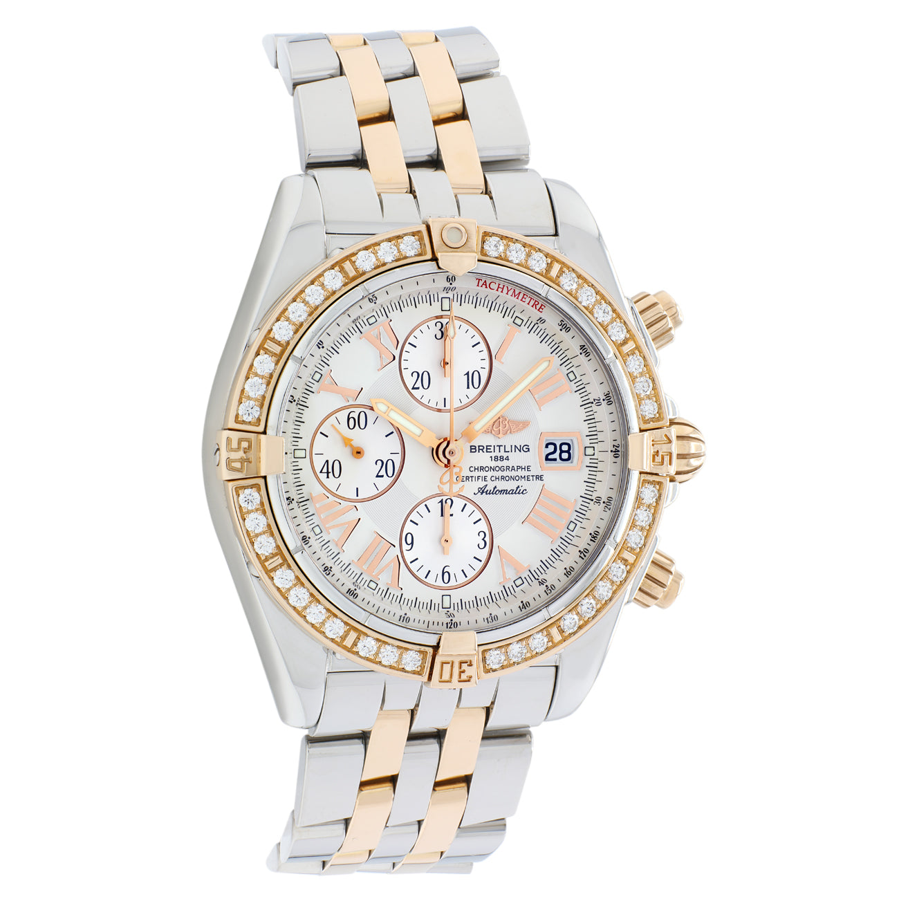Exclusive Breitling 18K Yellow Gold Stainless Steel Chronomat Evolution C13356 — Front View