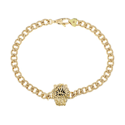 Exclusive Gucci 18K Yellow Gold Diamond Chrome Diopside Lion Head Bracelet — Side View