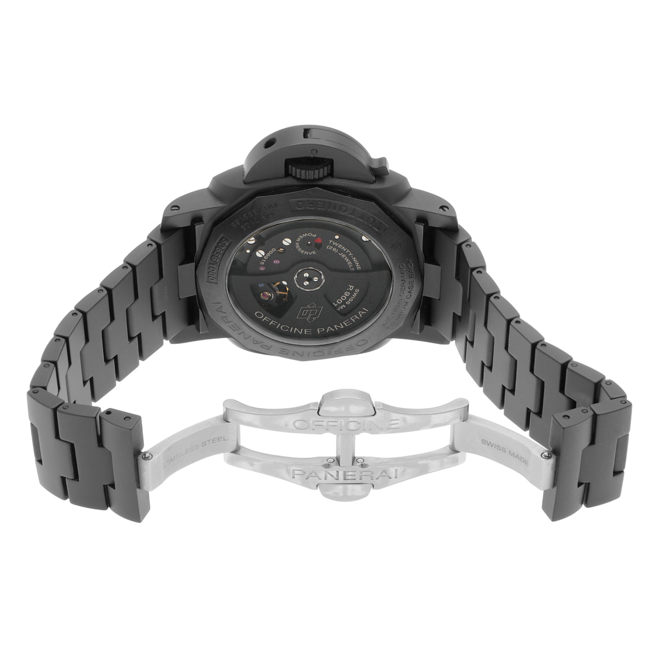 Exclusive Panerai Black Ceramic Luminor 1950 3 Days GMT PAM00438 — Top View