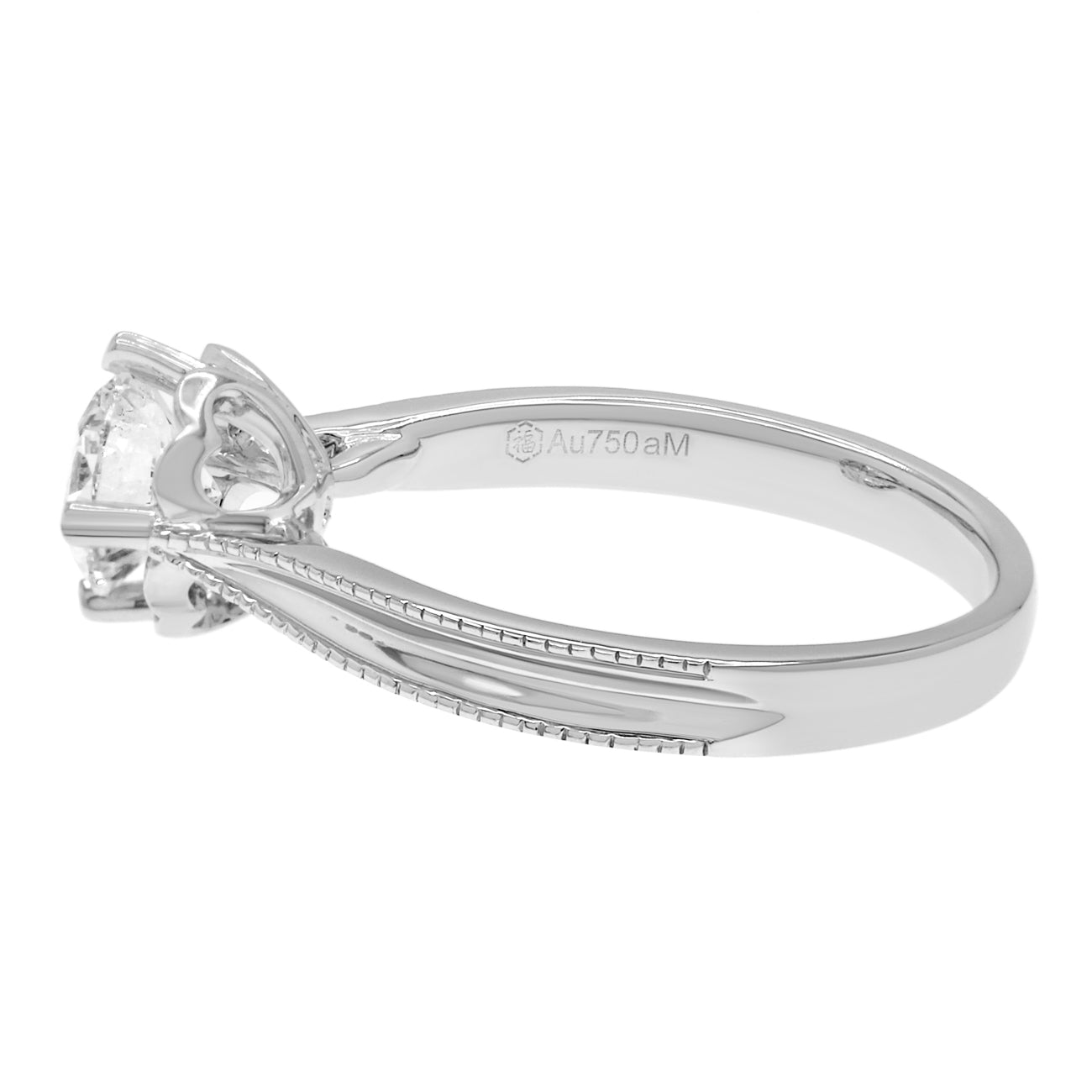 Exclusive 18K White Gold 0.70 Carat Diamond Solitaire Ring — 4.25 — Side View