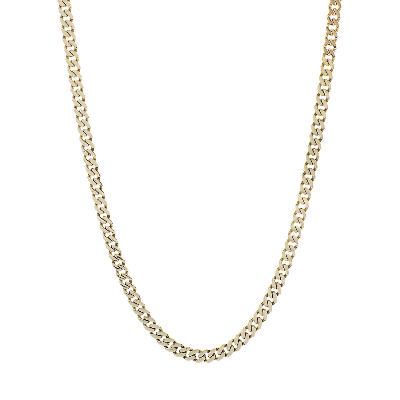 Exclusive 10K Yellow Gold Monaco Diamond Cut Curb Link Chain — Side View