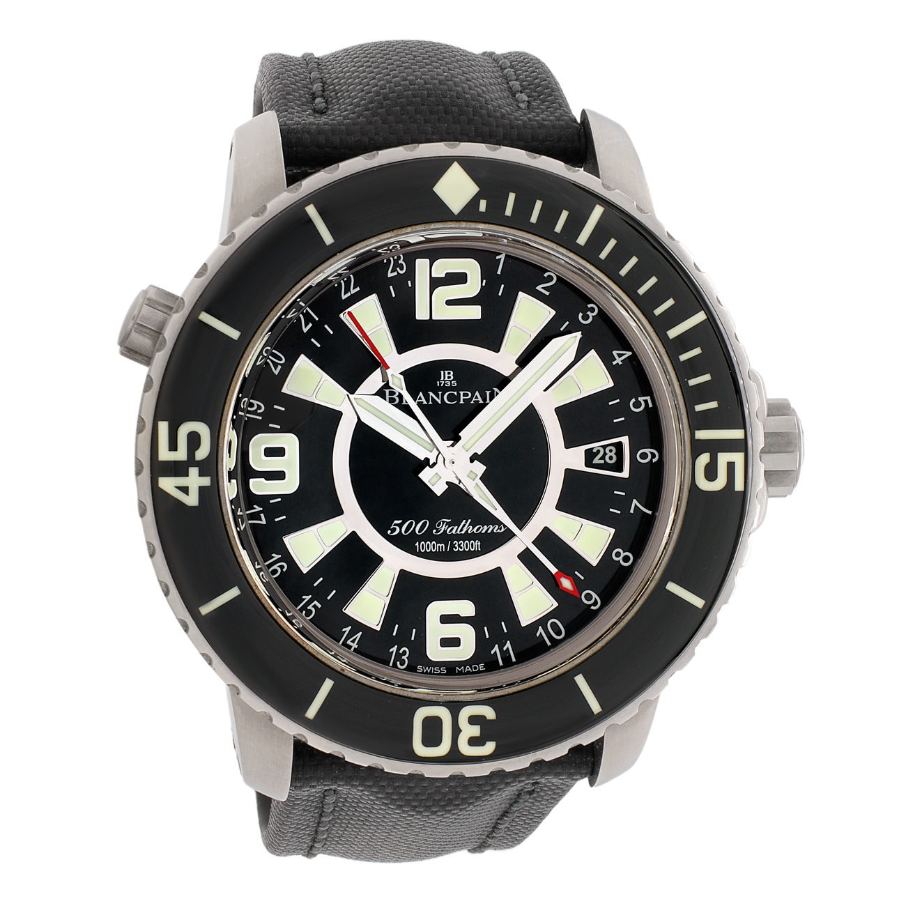 Exclusive Blancpain Titanium Fifty Fathoms 500 Fathoms GMT 50021-12B30-52B — Front View