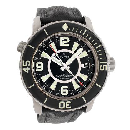 Exclusive Blancpain Titanium Fifty Fathoms 500 Fathoms GMT 50021-12B30-52B — Front View