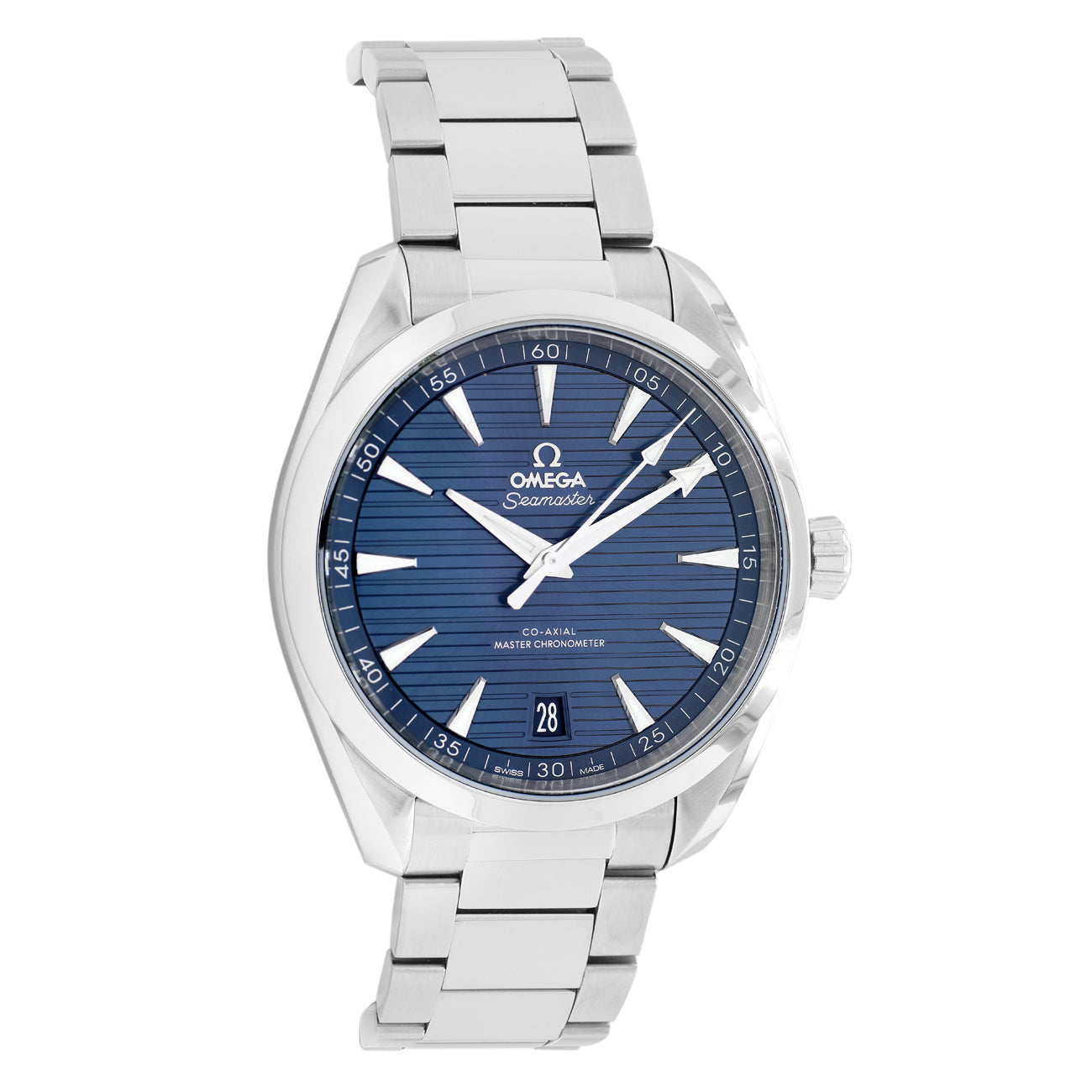 Exclusive Omega Stainless Steel Seamaster Aqua Terra 150M 220.10.41.21.03.004 — Front View