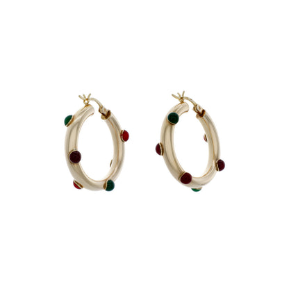 Exclusive 14K Yellow Gold Resin Hoop Earrings — Back View