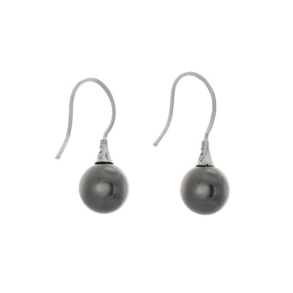 Exclusive 18K White Gold Tahitian Pearl Earrings — Side View