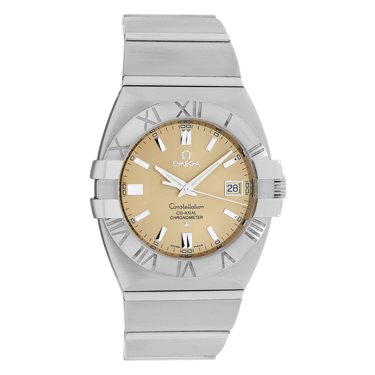 Exclusive Omega Stainless Steel Constellation Double Eagle 1503.10.00 — Front View