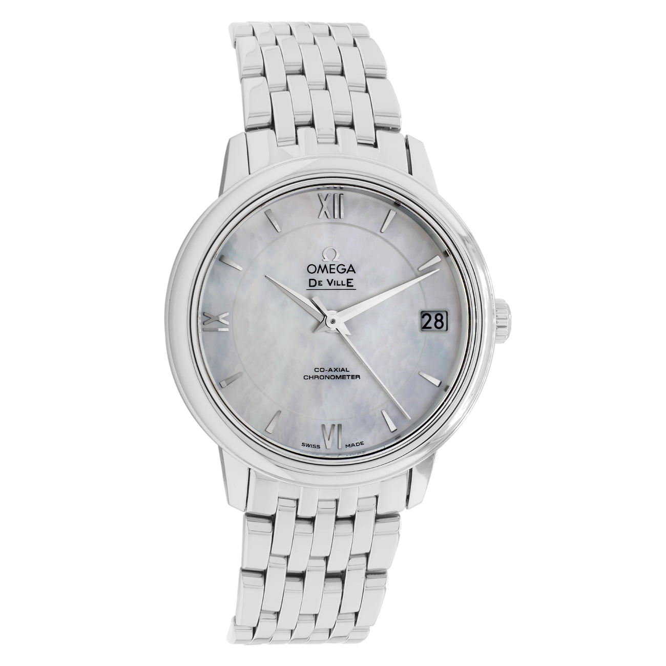 Exclusive Omega Stainless Steel De Ville Prestige Automatic 424.10.33.20.05.001 — Front View