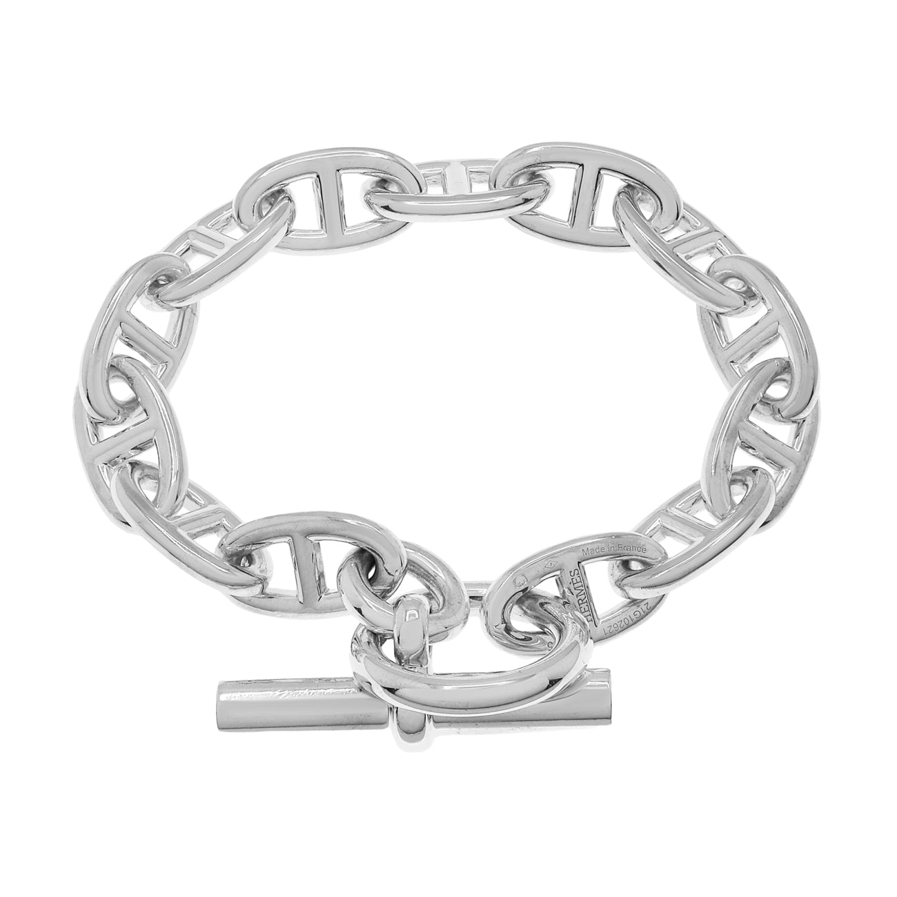 Exclusive Hermes Sterling Silver Large Chaine d'Ancre Bracelet — Side View