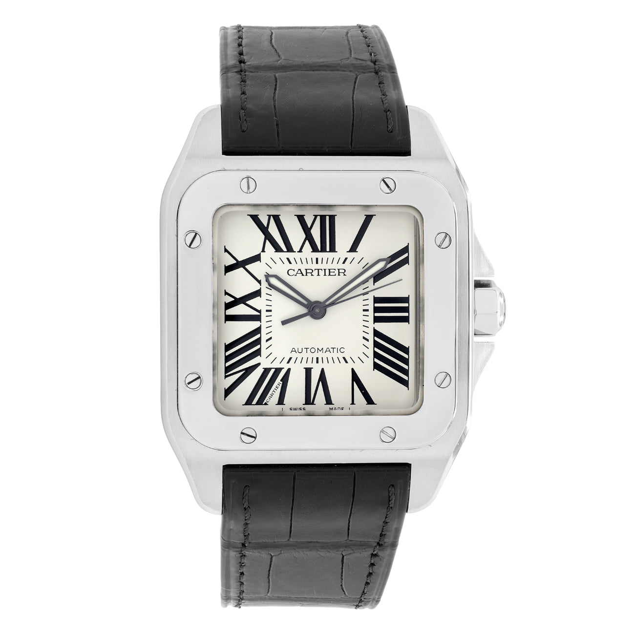 Exclusive Cartier Stainless Steel Santos 100 Large Automatic W20073X8 — Front View