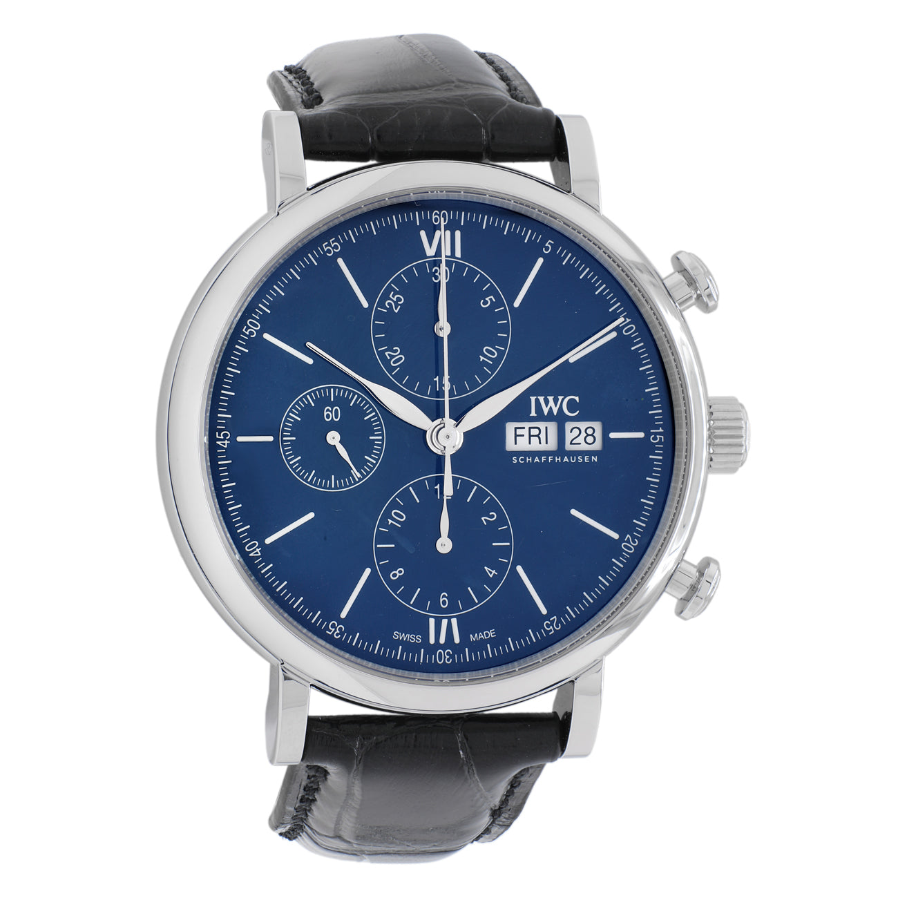 Exclusive IWC Stainless Steel Portofino Chronograph "150 Years" IW391023 — Front View