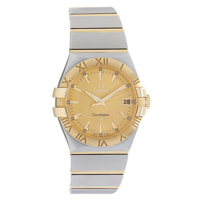 Exclusive Omega Stainless Steel 18K Yellow Gold Constellation 123.20.35.60.08.001 — Front View