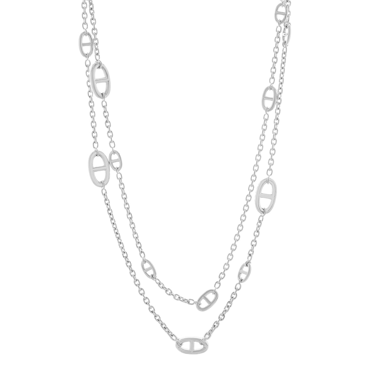 Exclusive Hermes Sterling Silver Farandole Necklace 120 — Front View