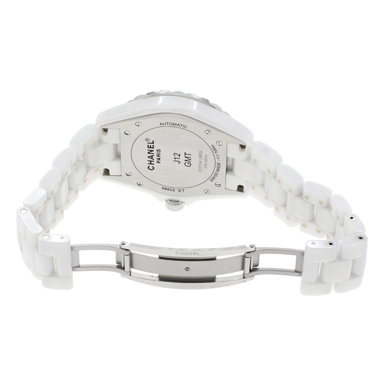 Exclusive Chanel White Ceramic J12 GMT H2126 — Top View