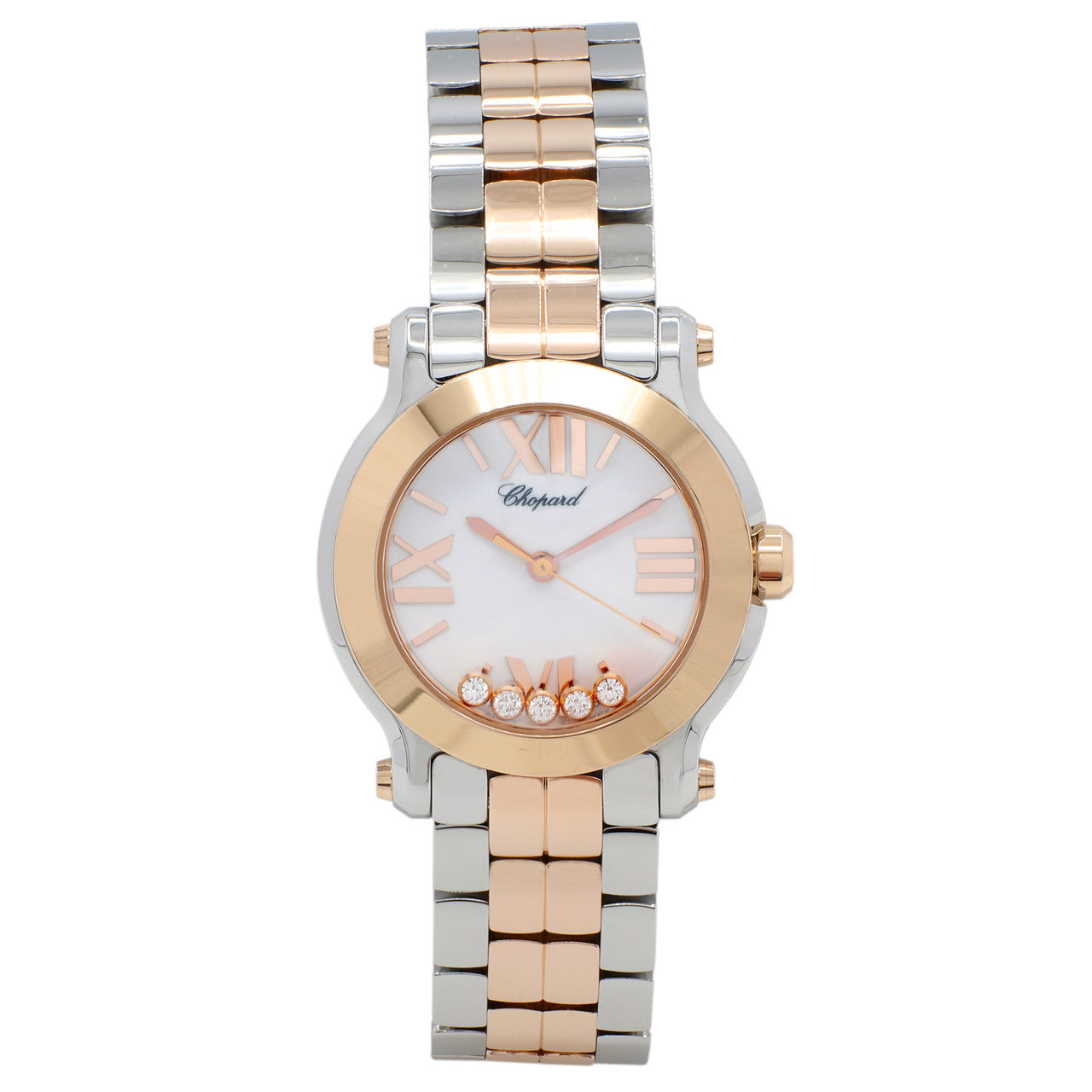 Exclusive Chopard Stainless Steel 18K Rose Gold Happy Sport 278509-6003 — Front View