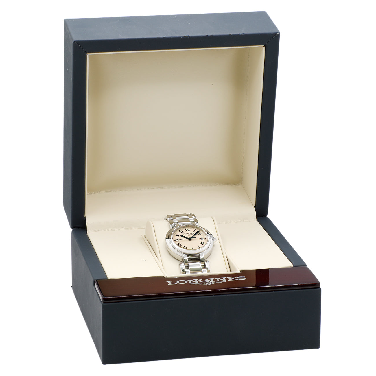 Exclusive Longines Stainless Steel Prima Luna Quartz L8.122.4.71.6 — Detail View